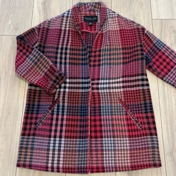 Rachel Zoe - Plaid Woven Coat Wool Blend Jacket | Size Small | Pink and Purple - Picture 1 of 9